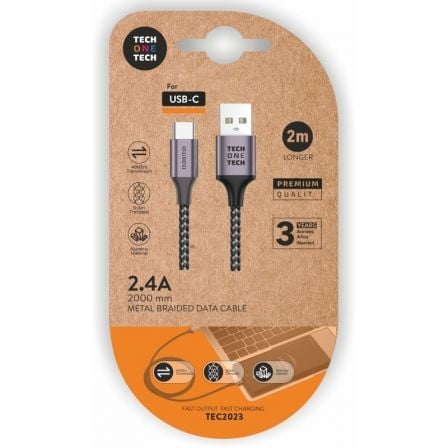 Cable USB 2.0 Tipo-C Tech One Tech TEC2023/ USB Tipo-C Macho